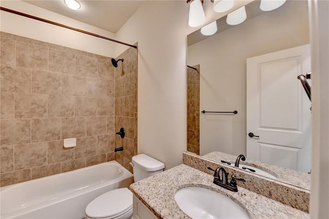 full bath featuring toilet, shower / washtub combination, and vanity