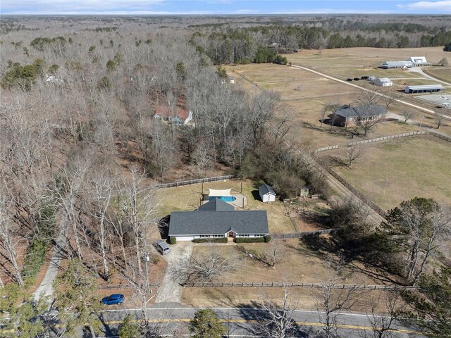 aerial view featuring a rural view