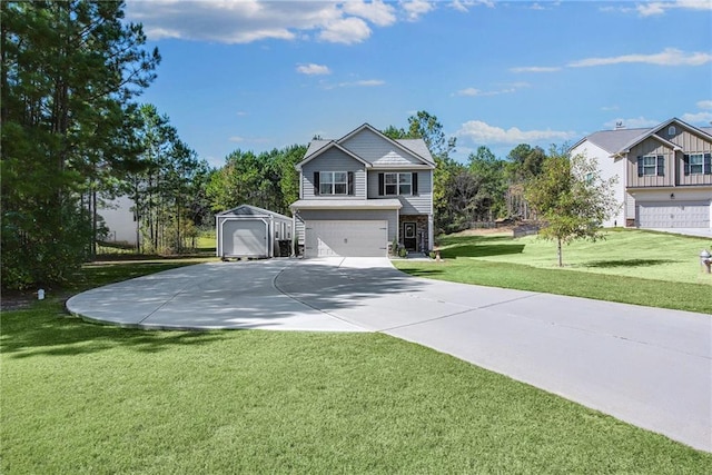 view of yard featuring a garage