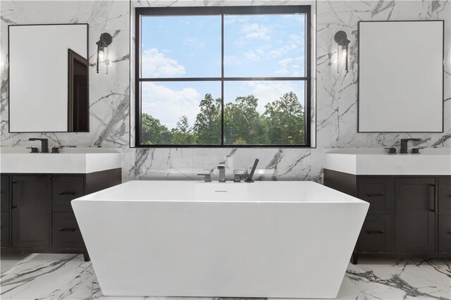 bathroom with vanity and an enclosed shower