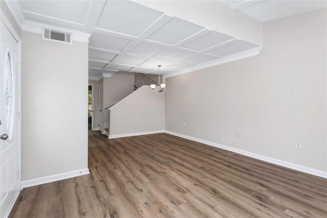 interior space with dark hardwood / wood-style flooring