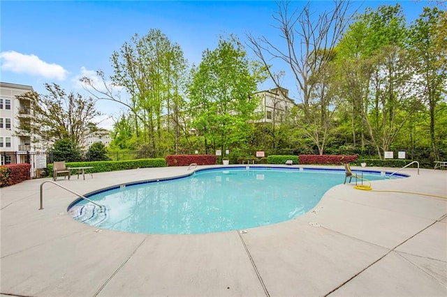 view of pool featuring a patio area