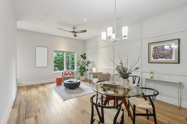 1672 Dekalb Ave NE Unit 2, Atlanta, GA 30307 - living area featuring light wood finished floors, a chandelier, baseboards, recessed lighting, and a ceiling fan