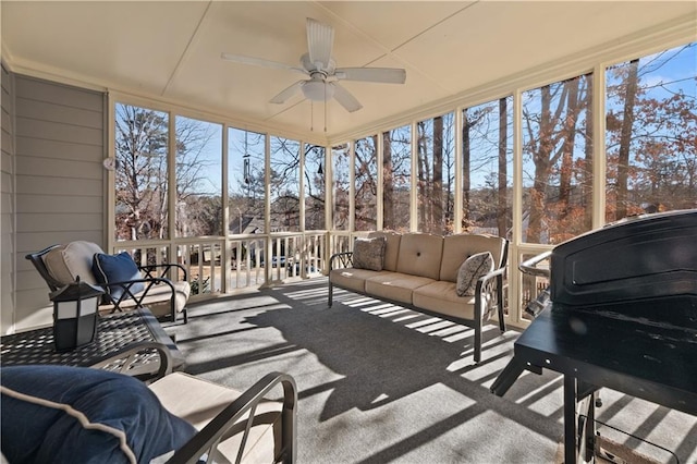 5659 Brookstone Dr NW, Acworth, GA 30101 - sunroom / solarium with ceiling fan and outdoor lounge area