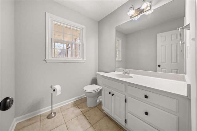 5659 Brookstone Dr NW, Acworth, GA 30101 - bathroom with toilet, baseboards, vanity, and tile patterned flooring