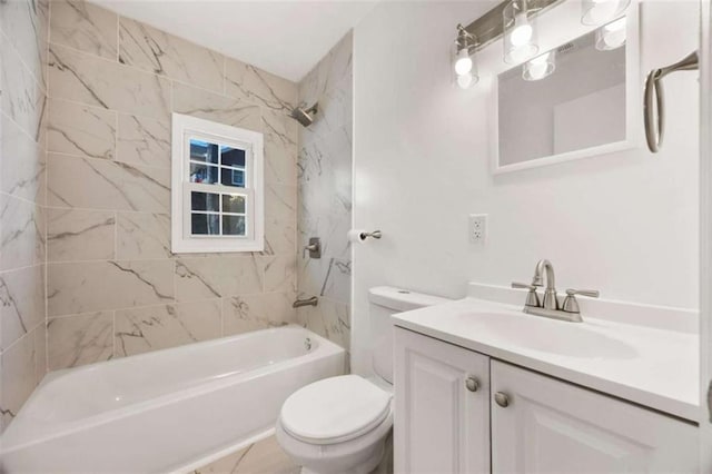 full bathroom with tub / shower combination, toilet, and vanity