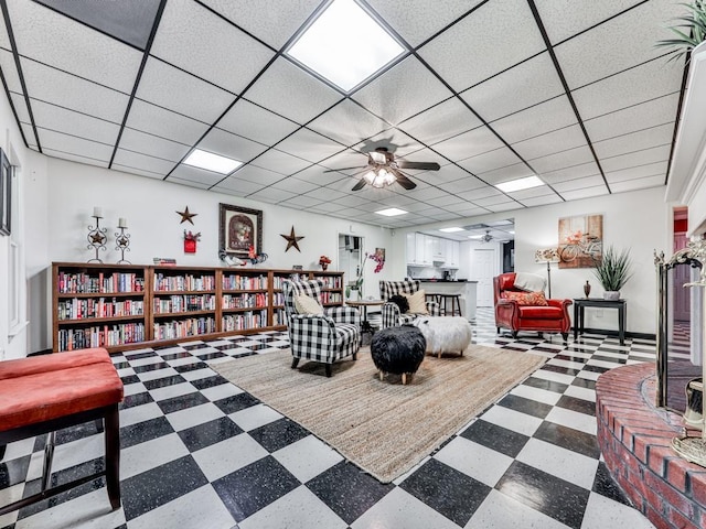 275 Frances Rd, Canton, GA 30114 - misc room with ceiling fan, tile patterned floors, and a drop ceiling