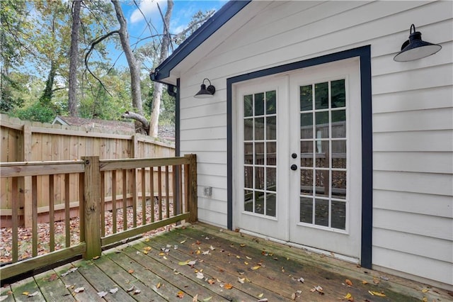 wooden deck with french doors