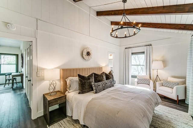 242 Buckskull Hollow Dr, Jasper, GA 30143 - bedroom with a chandelier, wood finished floors, and multiple windows