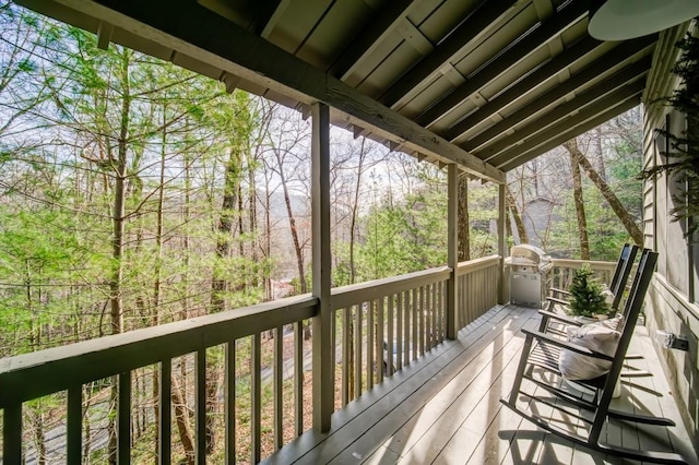 242 Buckskull Hollow Dr, Jasper, GA 30143 - wooden terrace featuring a view of trees