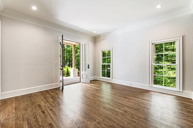 1960 Drummond Pond Rd, Milton, GA 30004 - empty room with dark wood-style flooring, crown molding, and recessed lighting
