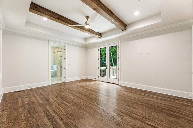 1960 Drummond Pond Rd, Milton, GA 30004 - empty room with wood finished floors, a ceiling fan, and beamed ceiling