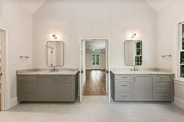 1960 Drummond Pond Rd, Milton, GA 30004 - full bath with lofted ceiling and two vanities