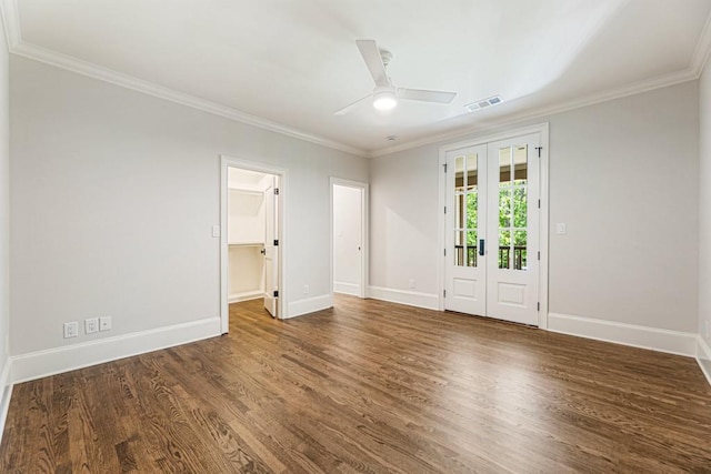 1960 Drummond Pond Rd, Milton, GA 30004 - spare room with wood finished floors, crown molding, and a ceiling fan