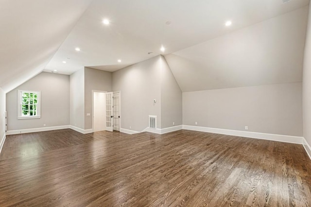 1960 Drummond Pond Rd, Milton, GA 30004 - additional living space featuring vaulted ceiling, dark wood-type flooring, and recessed lighting