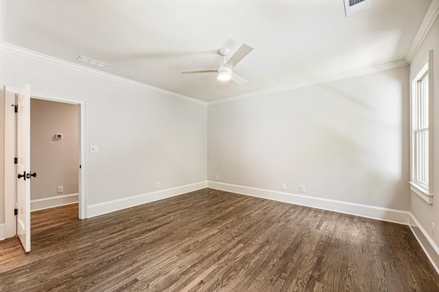 1960 Drummond Pond Rd, Milton, GA 30004 - empty room with dark wood finished floors, crown molding, and ceiling fan