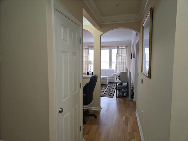 1850 Cotillion Dr Unit 2204, Atlanta, GA 30338 - home office featuring crown molding, arched walkways, and wood finished floors