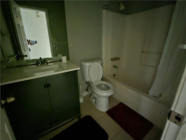 3832 Natalie Way, Ellenwood, GA 30294 - full bathroom with tile patterned floors, toilet, vanity, and shower / bath combination with curtain
