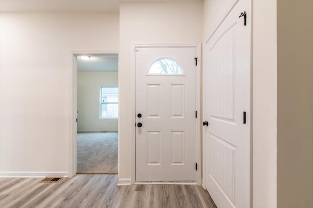 entrance foyer with light hardwood / wood-style flooring