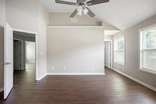 3915 Cypress Pointe Dr, Union City, GA 30291 - spare room featuring a ceiling fan, dark wood-type flooring, baseboards, and high vaulted ceiling