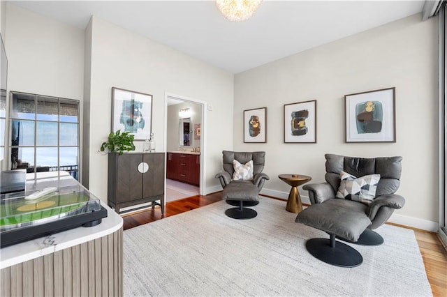 living area featuring light hardwood / wood-style flooring