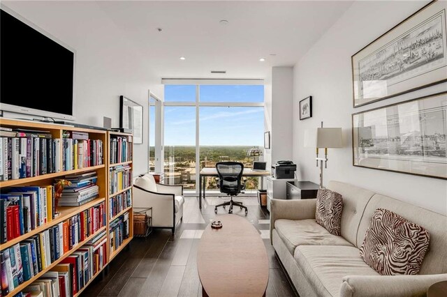 45 Ivan Allen Jr Blvd NW Unit 2705, Atlanta, GA 30308 - office featuring floor to ceiling windows, wood finished floors, and recessed lighting