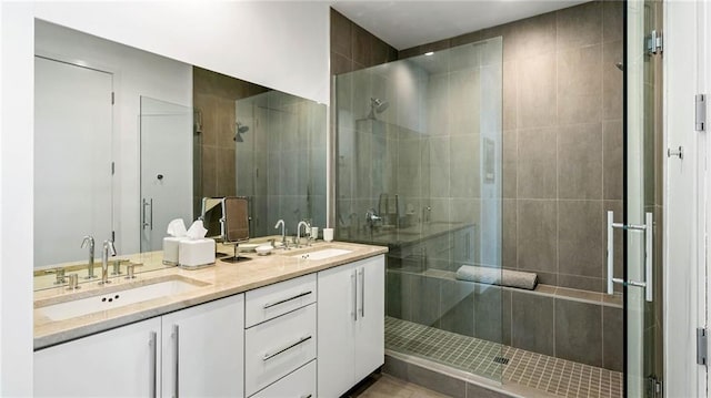45 Ivan Allen Jr Blvd NW Unit 2705, Atlanta, GA 30308 - bathroom featuring a stall shower and double vanity