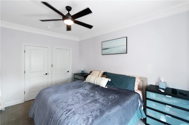 1786 Dekalb Ave NE, Atlanta, GA 30307 - bedroom with ornamental molding, baseboards, and a ceiling fan