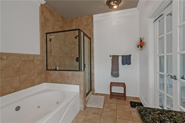 1786 Dekalb Ave NE, Atlanta, GA 30307 - full bathroom with a shower stall, a whirlpool tub, and tile patterned floors