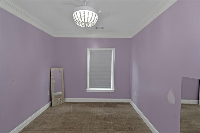 1786 Dekalb Ave NE, Atlanta, GA 30307 - empty room featuring a chandelier, ornamental molding, carpet flooring, and baseboards