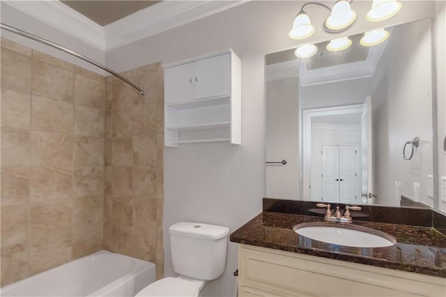 1786 Dekalb Ave NE, Atlanta, GA 30307 - full bath with crown molding, vanity, toilet, and bathtub / shower combination