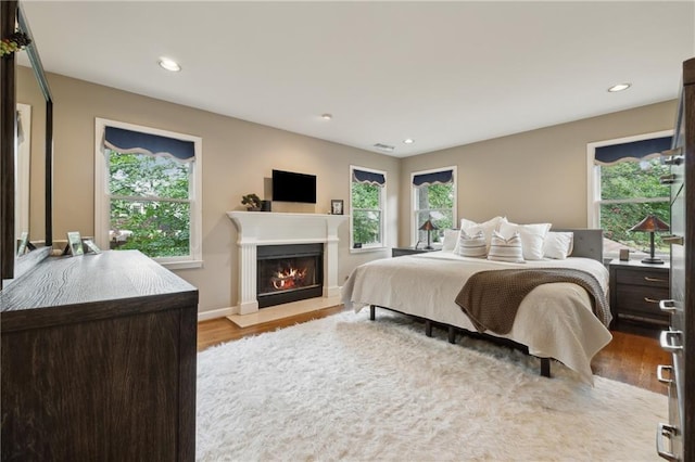 bedroom with wood-type flooring