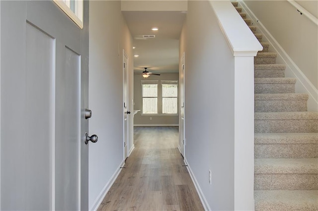 hallway featuring light wood-type flooring