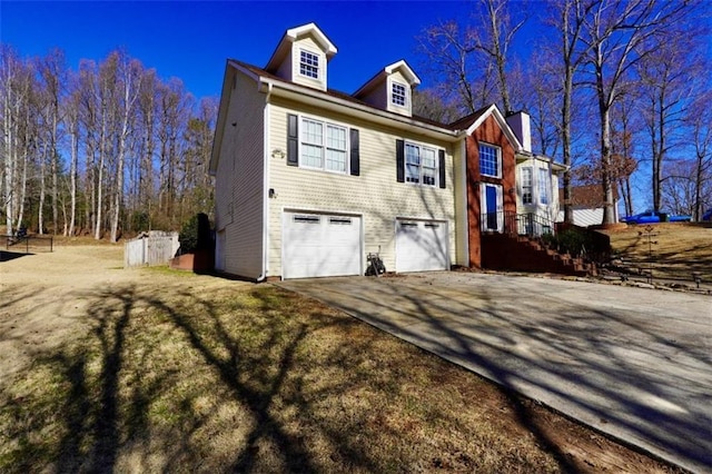 view of property exterior featuring a garage