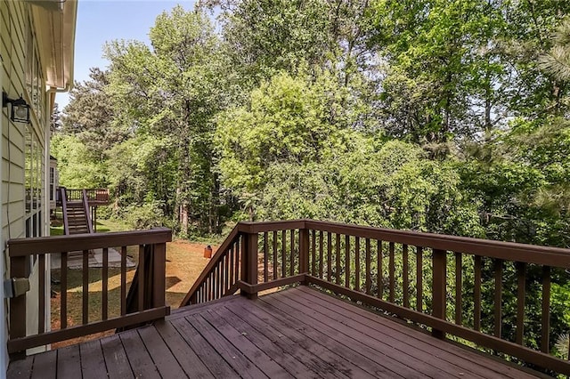 wooden deck with stairway