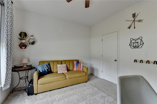 2129 Charmond Dr, Monroe, GA 30656 - carpeted living room featuring a ceiling fan and baseboards