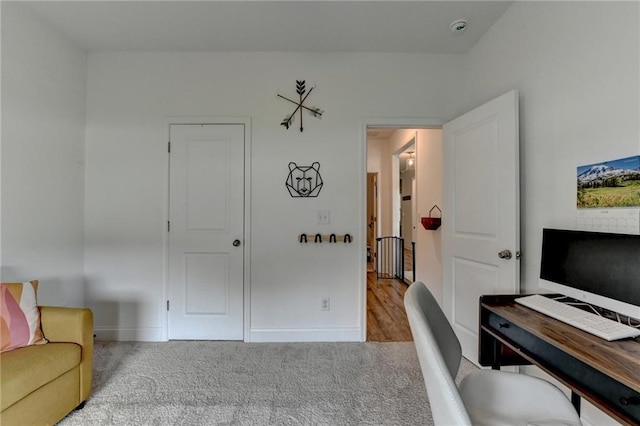 2129 Charmond Dr, Monroe, GA 30656 - office area featuring baseboards and carpet flooring
