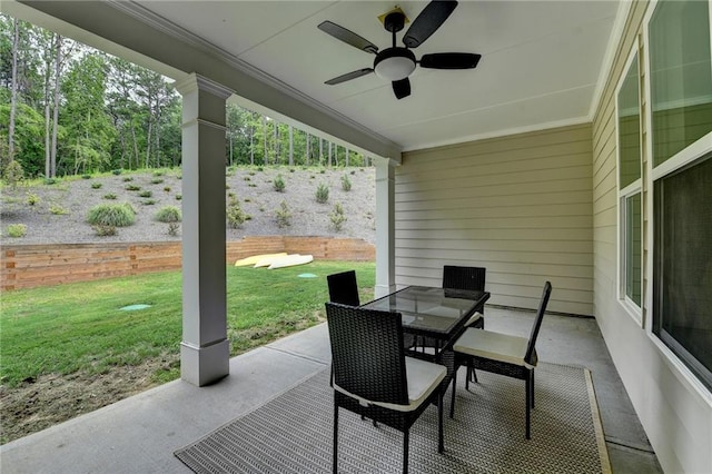 2129 Charmond Dr, Monroe, GA 30656 - view of patio featuring a ceiling fan and outdoor dining area
