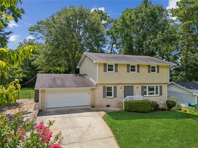 1231 Sanden Ferry Dr, Decatur, GA 30033 - colonial inspired home with a garage, brick siding, crawl space, and a front lawn