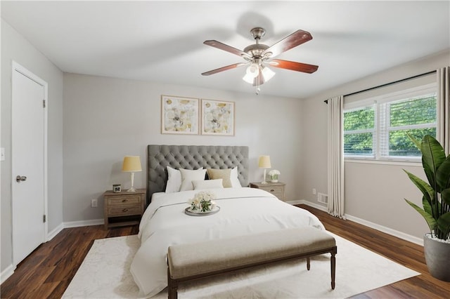 1231 Sanden Ferry Dr, Decatur, GA 30033 - bedroom featuring dark wood finished floors, a ceiling fan, and baseboards