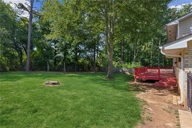 1231 Sanden Ferry Dr, Decatur, GA 30033 - view of yard with a deck and a fenced backyard