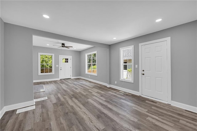 85 Ollie St, Atlanta, GA 30314 - entrance foyer featuring wood finished floors, recessed lighting, and a ceiling fan
