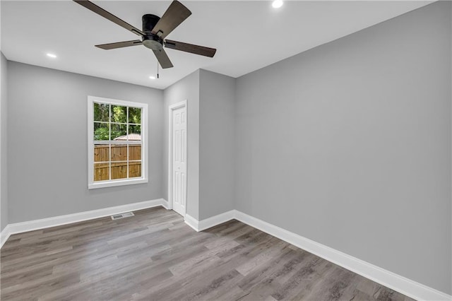 85 Ollie St, Atlanta, GA 30314 - unfurnished room with wood finished floors, recessed lighting, and ceiling fan