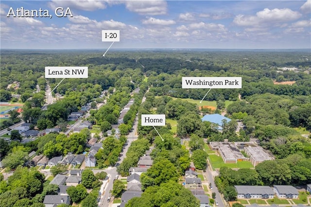 85 Ollie St, Atlanta, GA 30314 - aerial perspective of suburban area with a heavily wooded area