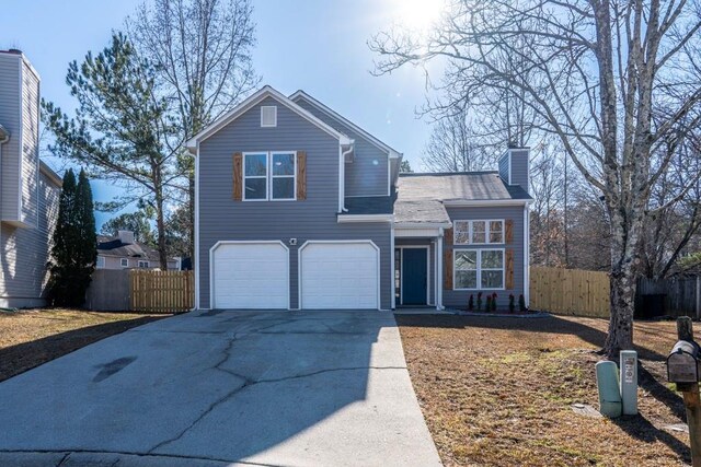 view of front property with a garage