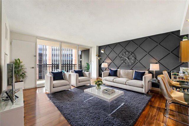 living room with hardwood / wood-style floors