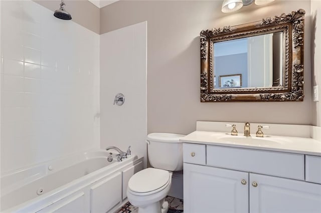 9620 Cedar Grove Rd, Chattahoochee Hills, GA 30213 - bathroom featuring toilet, vanity, and shower / washtub combination