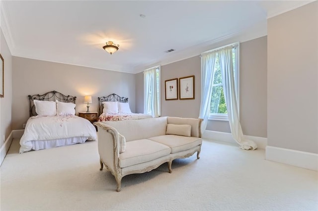 9620 Cedar Grove Rd, Chattahoochee Hills, GA 30213 - carpeted bedroom featuring ornamental molding and baseboards