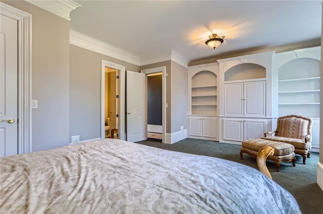 9620 Cedar Grove Rd, Chattahoochee Hills, GA 30213 - bedroom featuring dark carpet, crown molding, and baseboards