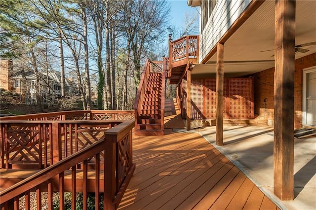 wooden terrace with stairway